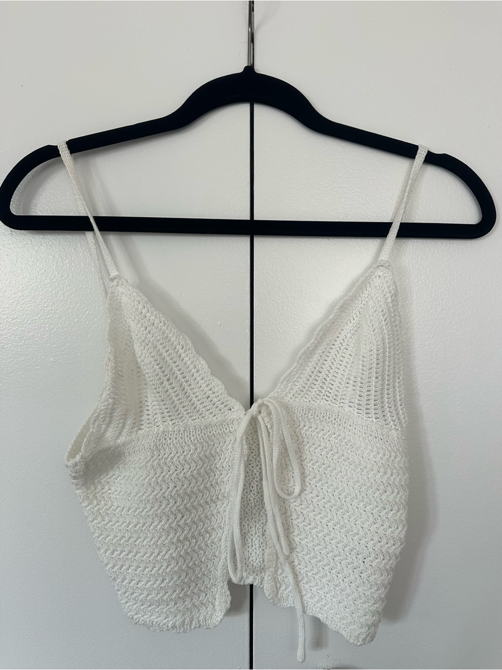 White Crochet Tie-Front Camisole Top